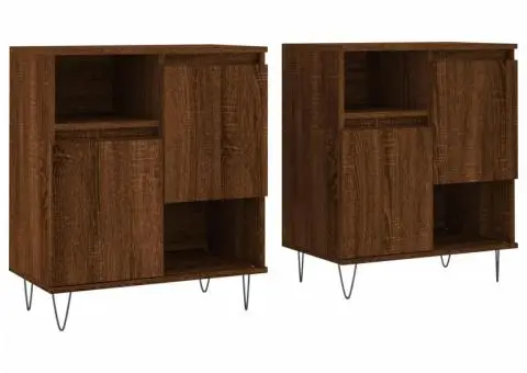 Servante, 2 buc., stejar maro, lemn prelucrat - 2/5