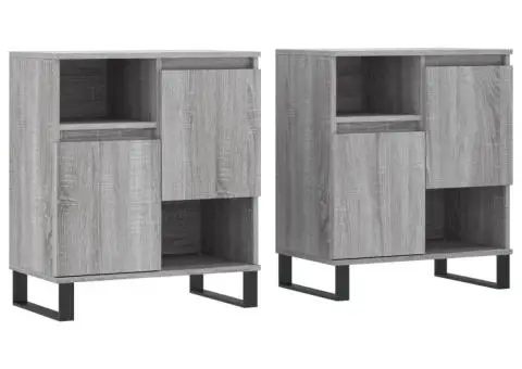 Servante, 2 buc., sonoma gri, lemn prelucrat - 2/5