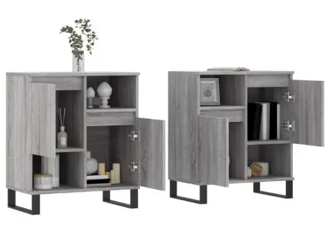 Servante, 2 buc., sonoma gri, lemn prelucrat - 3/5