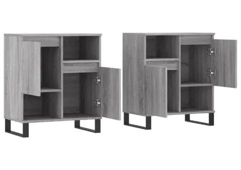 Servante, 2 buc., sonoma gri, lemn prelucrat - 4/5