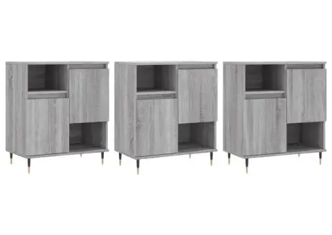 Servantă, 3 buc., sonoma gri, lemn prelucrat - 2/5