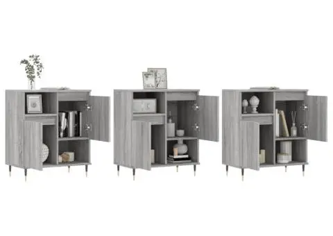 Servantă, 3 buc., sonoma gri, lemn prelucrat - 3/5