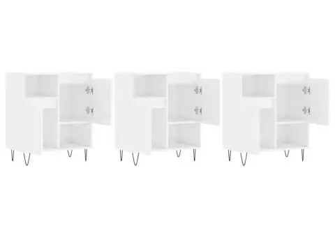 Servante, 3 piese, alb extralucios, lemn prelucrat - 4/5