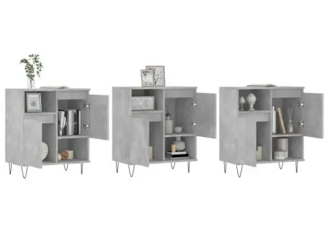 Servante, 3 piese, gri beton, lemn prelucrat - 3/5