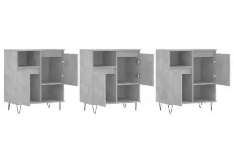 Servante, 3 piese, gri beton, lemn prelucrat - 4/5