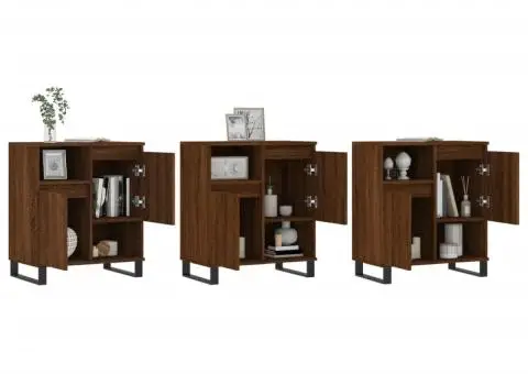 Servantă, 3 buc., stejar maro, lemn prelucrat - 3/5
