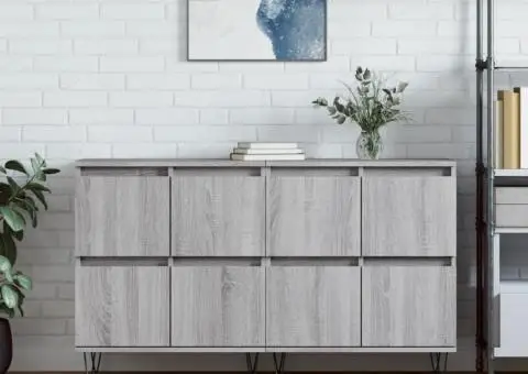 Servante, 2 buc., sonoma gri, lemn prelucrat - 1/5