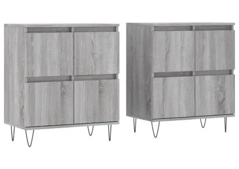 Servante, 2 buc., sonoma gri, lemn prelucrat - 2/5