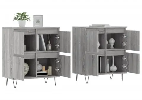 Servante, 2 buc., sonoma gri, lemn prelucrat - 3/5