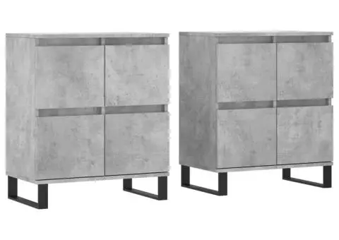 Servante, 2 piese, gri beton, lemn prelucrat - 2/5