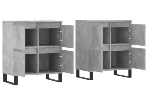 Servante, 2 piese, gri beton, lemn prelucrat - 4/5