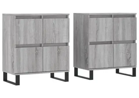 Servante, 2 buc., sonoma gri, lemn prelucrat - 2/5