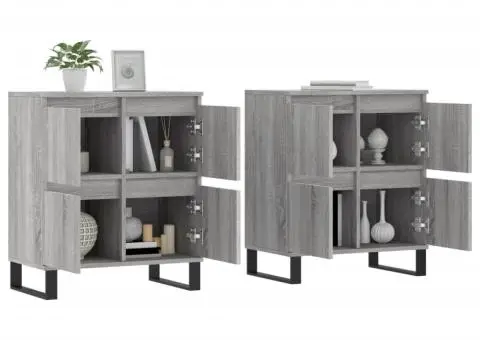 Servante, 2 buc., sonoma gri, lemn prelucrat - 3/5