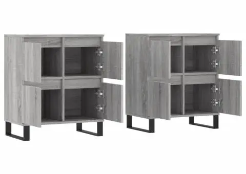 Servante, 2 buc., sonoma gri, lemn prelucrat - 4/5