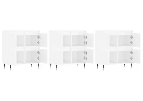 Servante, 3 piese, alb extralucios, lemn prelucrat - 4/5