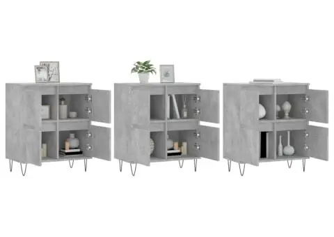 Servante, 3 piese, gri beton, lemn prelucrat - 3/5