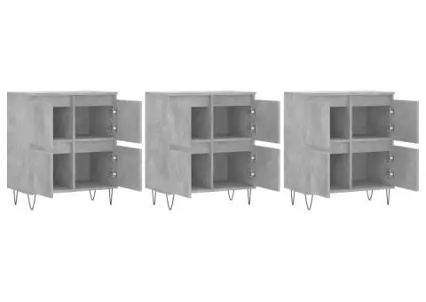 Servante, 3 piese, gri beton, lemn prelucrat - 4/5