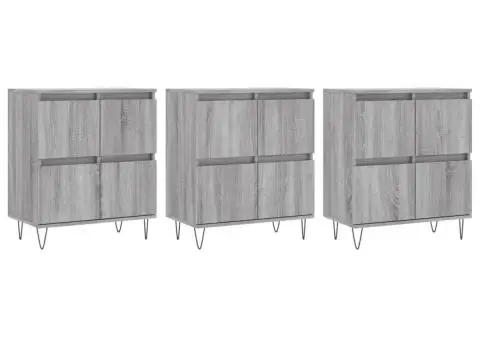 Servantă, 3 buc., sonoma gri, lemn prelucrat - 2/5