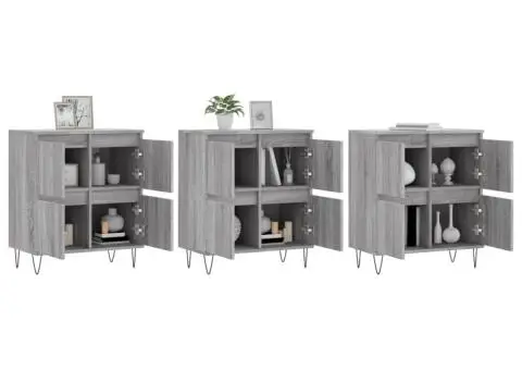 Servantă, 3 buc., sonoma gri, lemn prelucrat - 3/5
