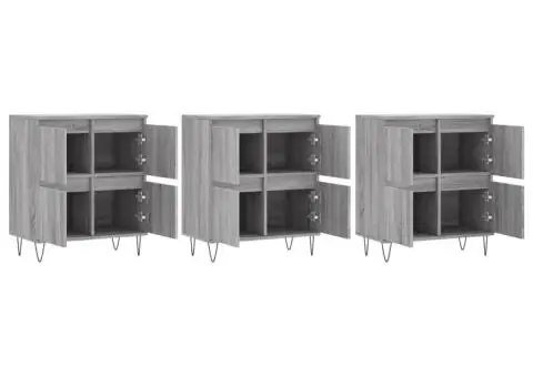 Servantă, 3 buc., sonoma gri, lemn prelucrat - 4/5