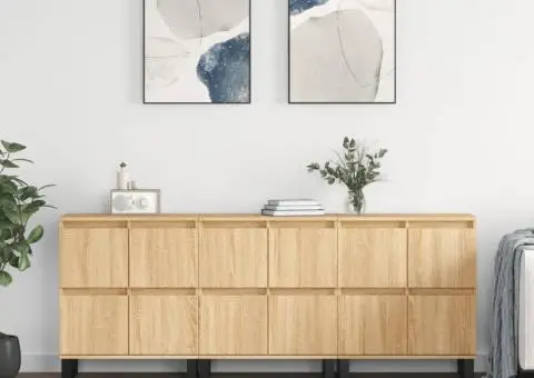 Servante, 3 piese, stejar sonoma, lemn prelucrat - 1/5