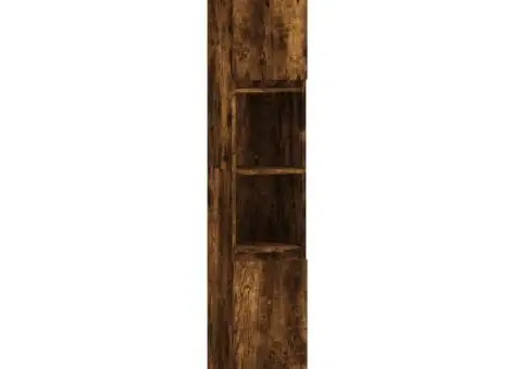 Set mobilier de baie, 3 piese, stejar fumuriu, lemn prelucrat - 5/5