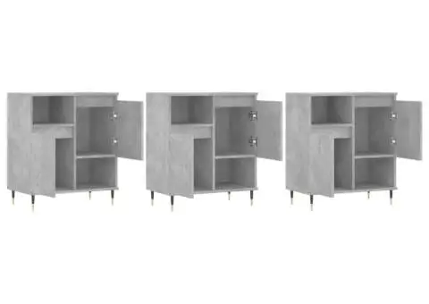 Servante, 3 piese, gri beton, lemn prelucrat - 4/5