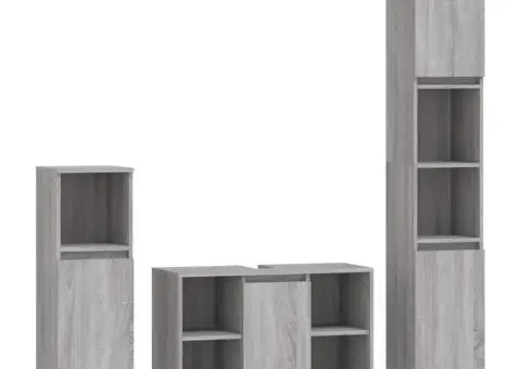 Set mobilier de baie, 3 piese, gri sonoma, lemn prelucrat - 2/5