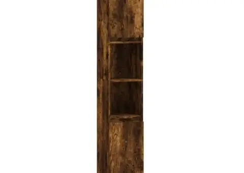 Set mobilier de baie, 3 piese, stejar fumuriu, lemn prelucrat - 5/5