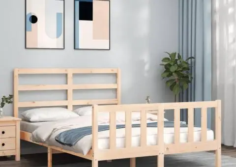 Cadru de pat fără saltea, 120x200 cm, lemn masiv pin - 1/5