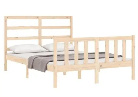 Cadru de pat fără saltea, 120x200 cm, lemn masiv pin - 3/5