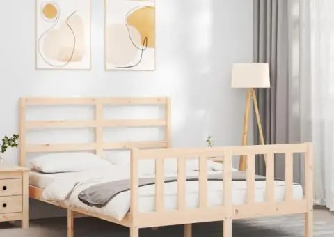 Cadru de pat fără saltea, 120x200 cm, lemn masiv pin - 4/5