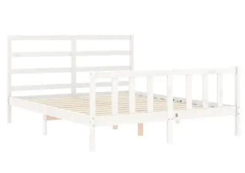 Cadru de pat fără saltea, alb, 160x200 cm, lemn masiv pin - 5/5