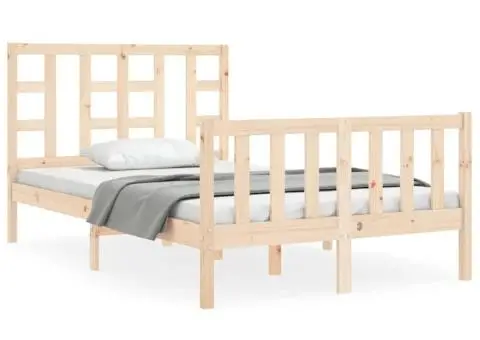 Cadru de pat cu tăblie, dublu mic, lemn masiv - 2/5