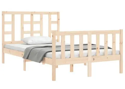 Cadru de pat cu tăblie, dublu mic, lemn masiv - 3/5