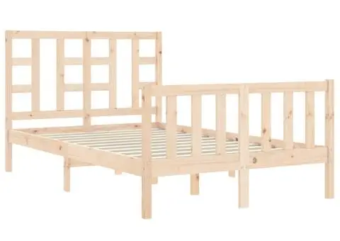 Cadru de pat cu tăblie, dublu mic, lemn masiv - 5/5