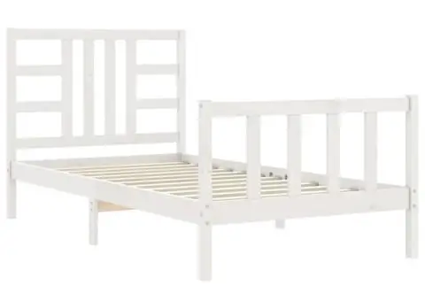 Cadru pat fără saltea, alb, 100x200 cm, lemn masiv pin - 5/5