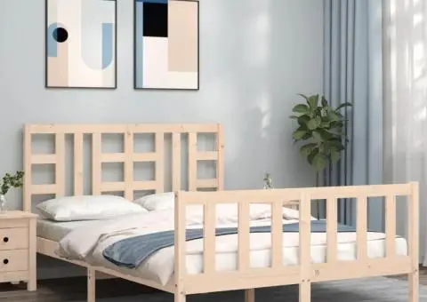 Cadru de pat fără saltea, 160x200 cm, lemn masiv pin - 1/5