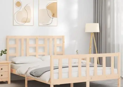 Cadru de pat fără saltea, 160x200 cm, lemn masiv pin - 3/5