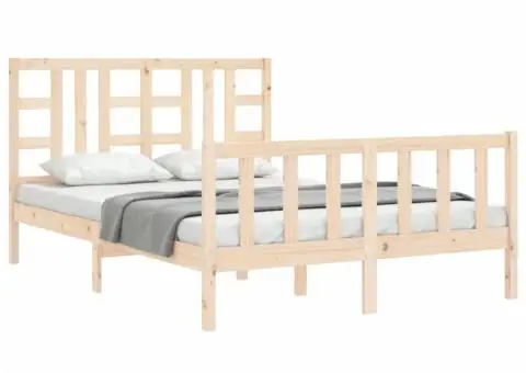 Cadru de pat fără saltea, 160x200 cm, lemn masiv pin - 4/5