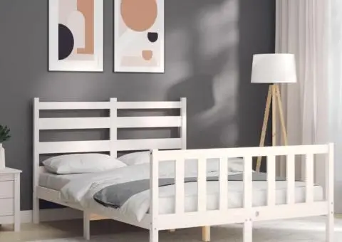 Cadru de pat cu tăblie dublu mic, lemn masiv - 4/5