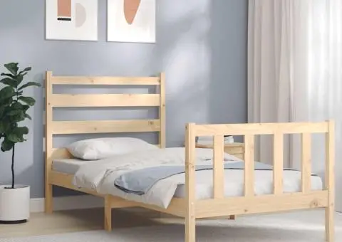 Cadru pat fără saltea, 100x200 cm, lemn masiv pin - 1/5