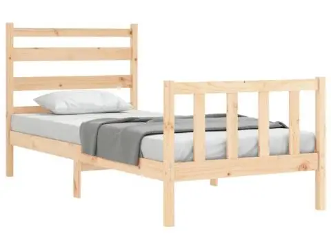 Cadru pat fără saltea, 100x200 cm, lemn masiv pin - 3/5
