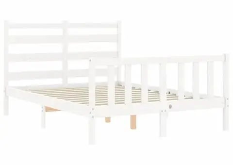 Cadru de pat fără saltea, alb, 120x200 cm, lemn masiv pin - 5/5