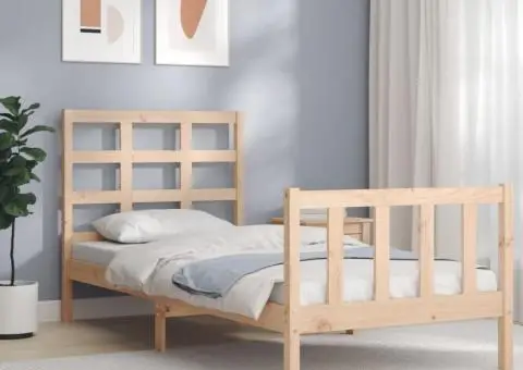 Cadru pat fără saltea, 90x190 cm, lemn masiv de pin - 1/5