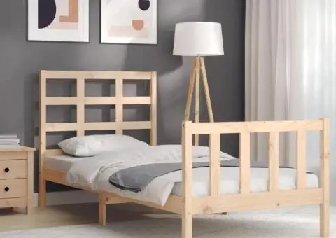 Cadru pat fără saltea, 90x190 cm, lemn masiv de pin - 4/5