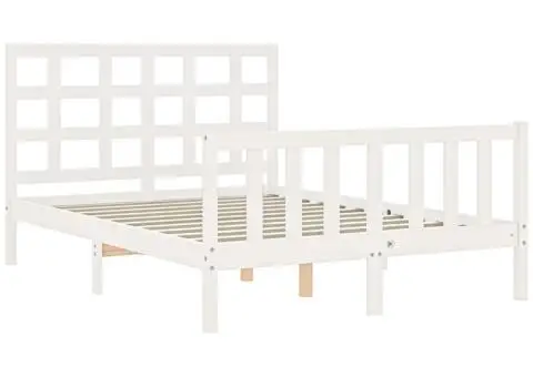 Cadru de pat cu tăblie dublu mic, lemn masiv - 5/5