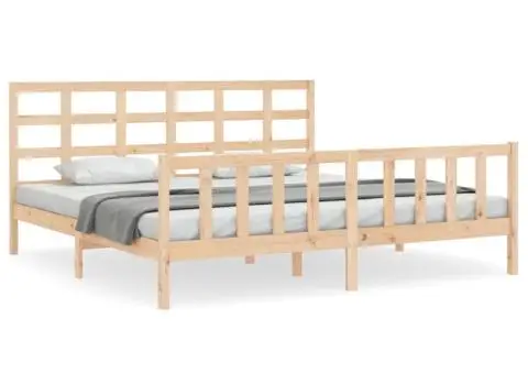 Cadru de pat cu tăblie, 180x200 cm, lemn masiv - 2/5