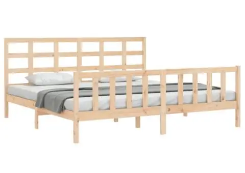 Cadru de pat cu tăblie, 180x200 cm, lemn masiv - 3/5