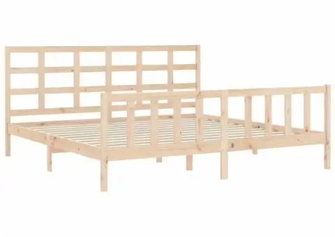 Cadru de pat cu tăblie, 180x200 cm, lemn masiv - 5/5